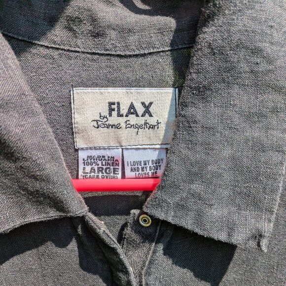 Vintage FLAX Linen Snap Button Front Maxi Dress Duster Workwear Size Large - Picture 3 of 5